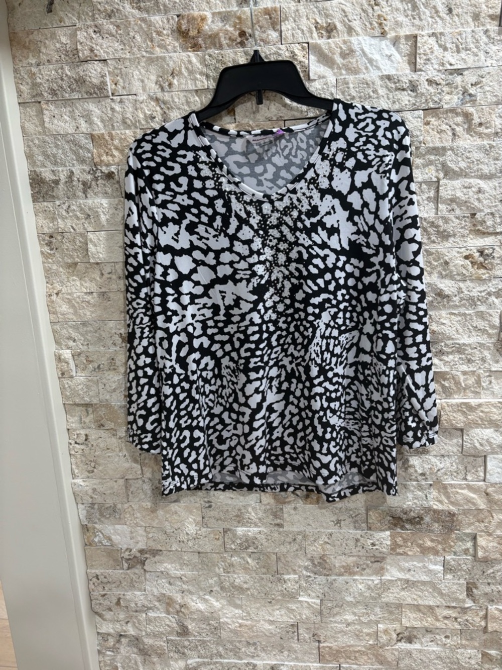 Allison Daley Monochrome Abstract Print Top size M